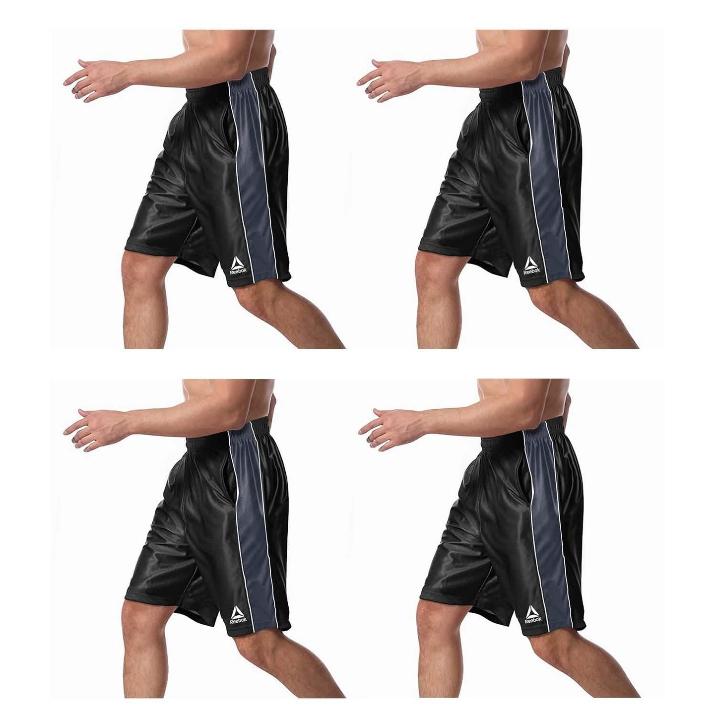 4-Pack: Reebok Men's Two Toned Athletic Performance Dazzle Shorts With Pockets DailySale