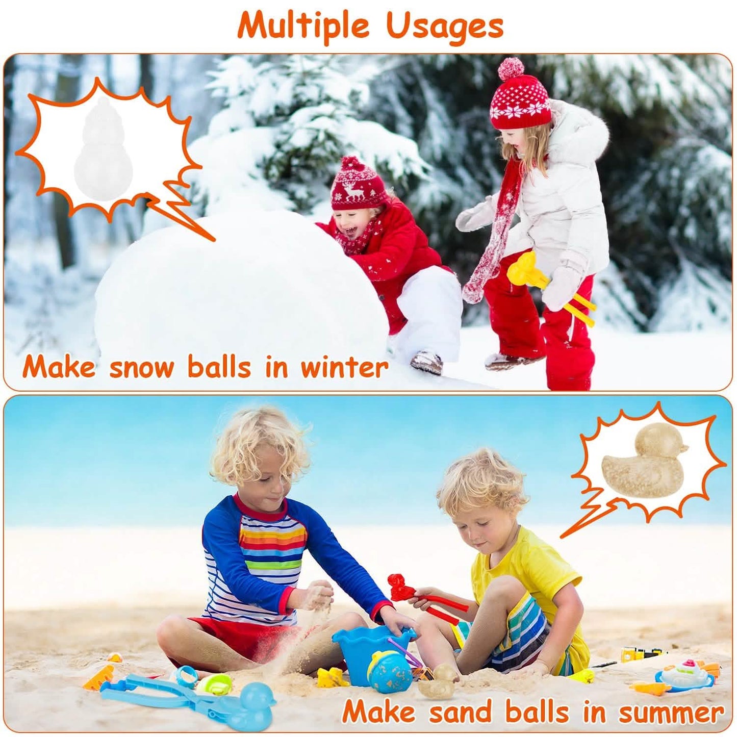 4-Pack: Snowball Makers Set Clip Snow Molds DailySale