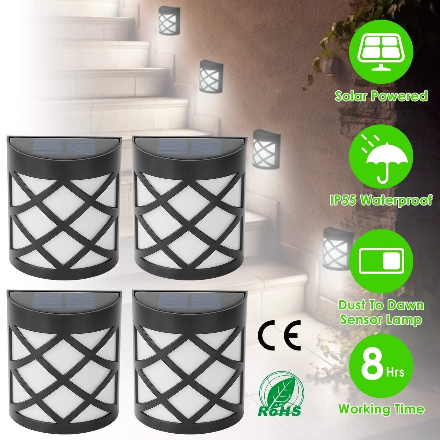 4-Pack: Solar Power LED Fence Light DailySale