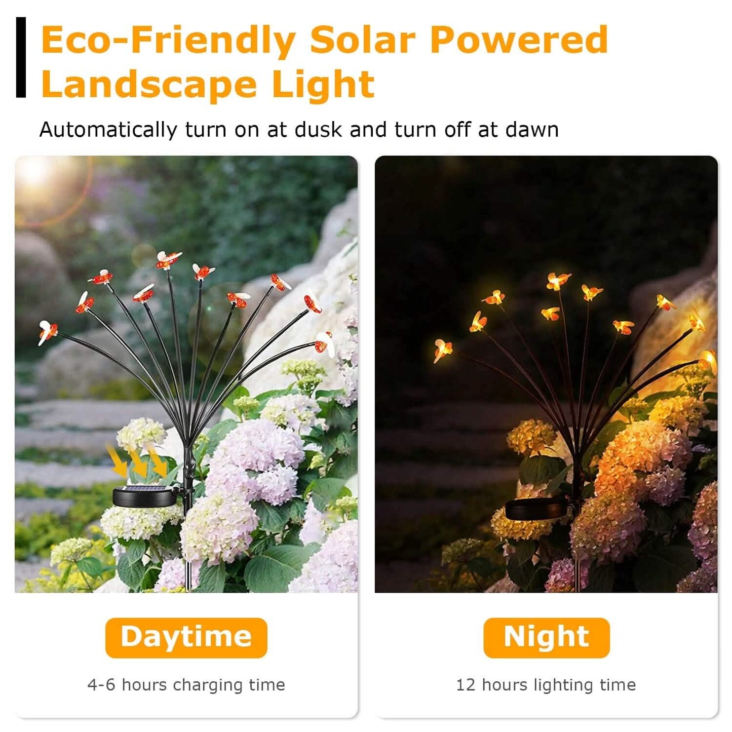 4-Pack: Solar Powered Stake Bee Light 2 Lighting Mode Lifelike Firefly DailySale