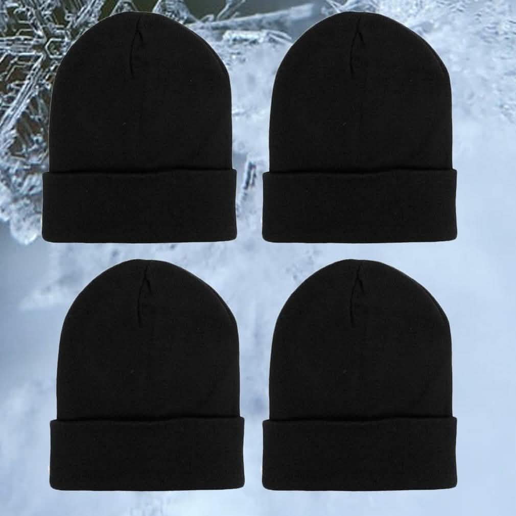 4-Pack: Thermal Windproof Winter Black Beanie Hat DailySale