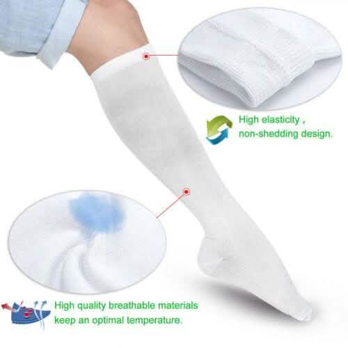 4-Pairs: White L/XL Compression Socks Running Sports Graduated Travel DailySale