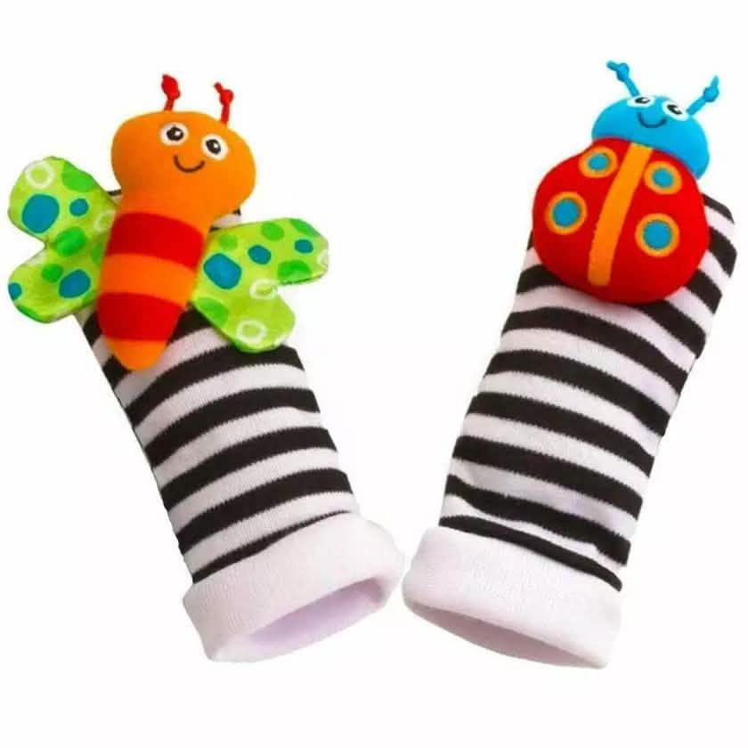 4-Piece: Cute Animal Soft Baby Socks Toys Wrist Rattles Set DailySale