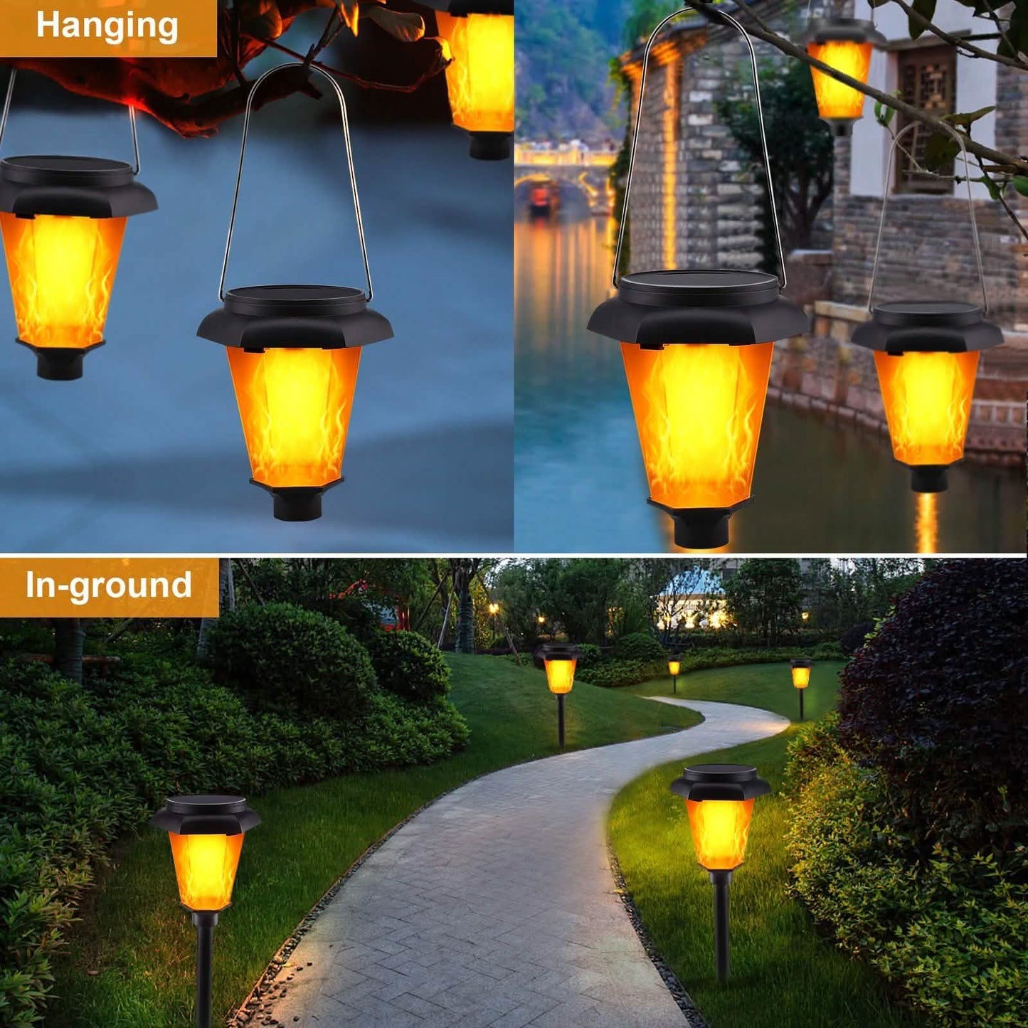 4-Piece: Solar Torch Outdoor Light with Flickering Flame DailySale