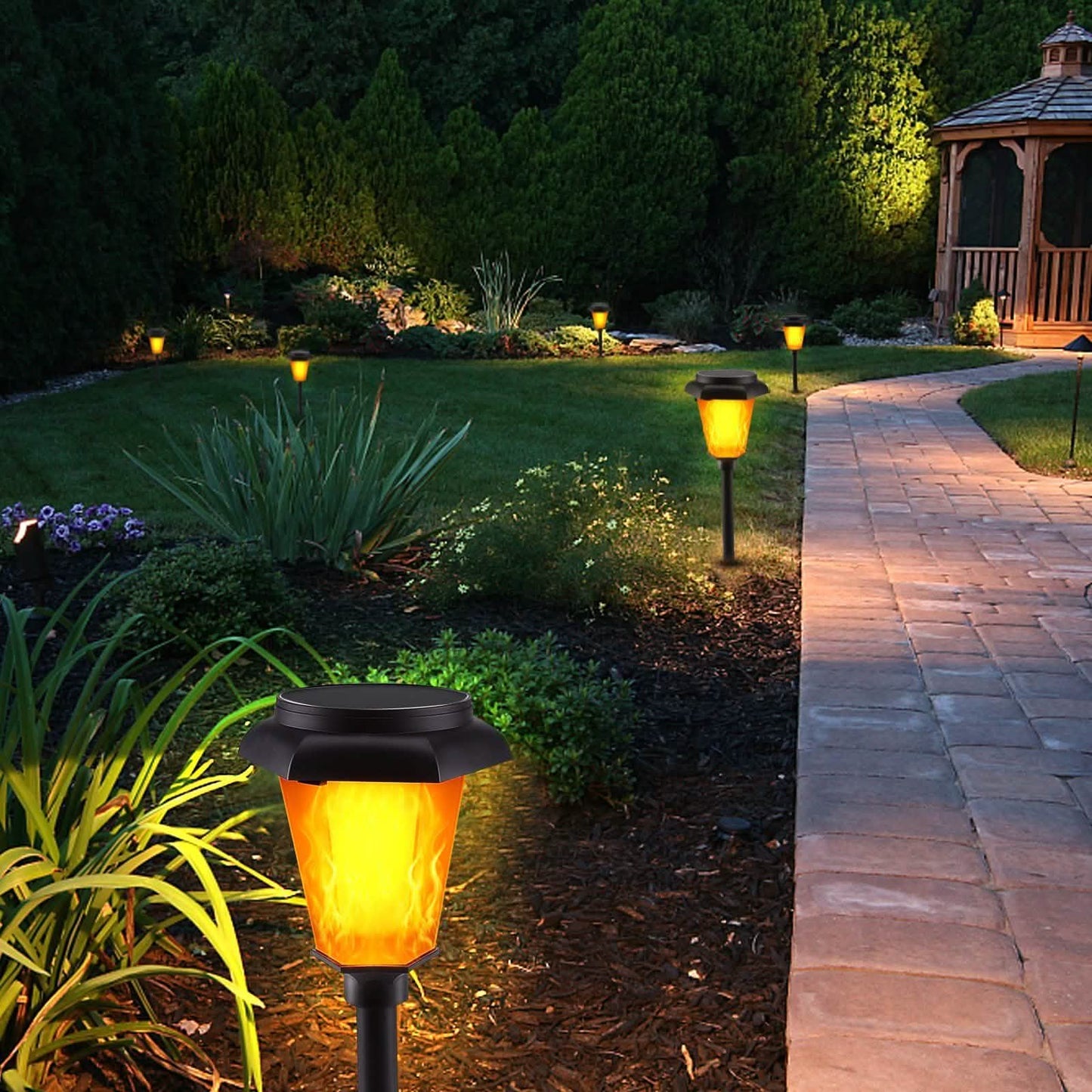 4-Piece: Solar Torch Outdoor Light with Flickering Flame DailySale