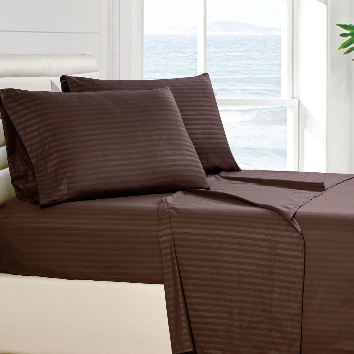 4-Piece: Stripe Smooth Textured Bedding Sheet Set DailySale