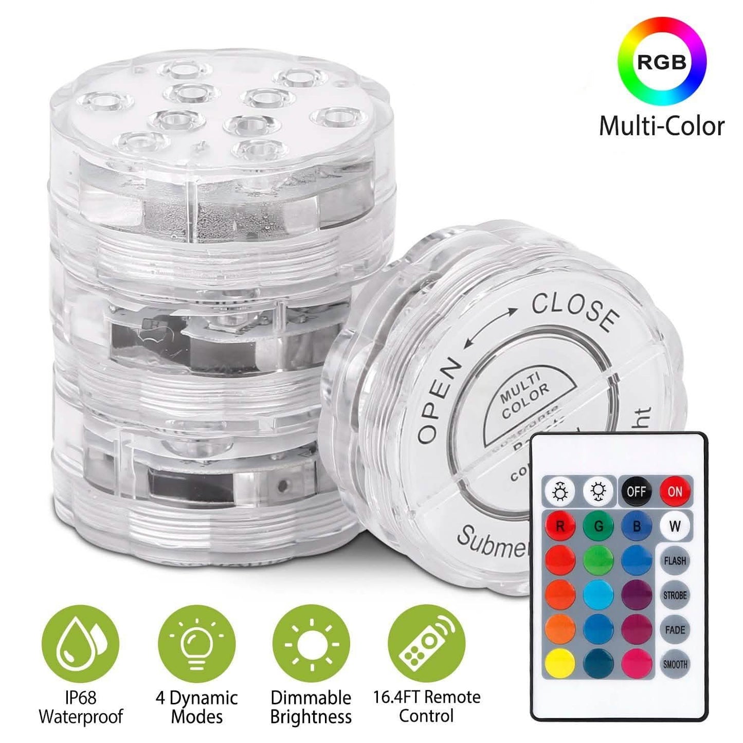 4-Piece: Submersible RGB LED Lights DailySale