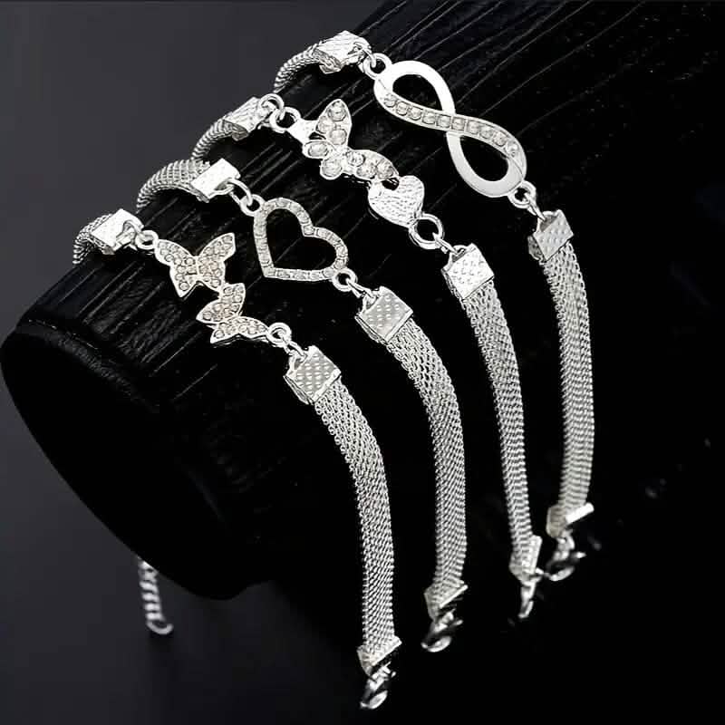 4-Pieces: Wide Edge Chain Anklets Set DailySale