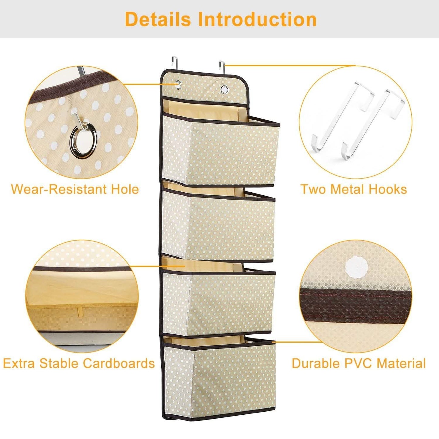 4-Pockets Wall Mount Closet Storage Organizer DailySale