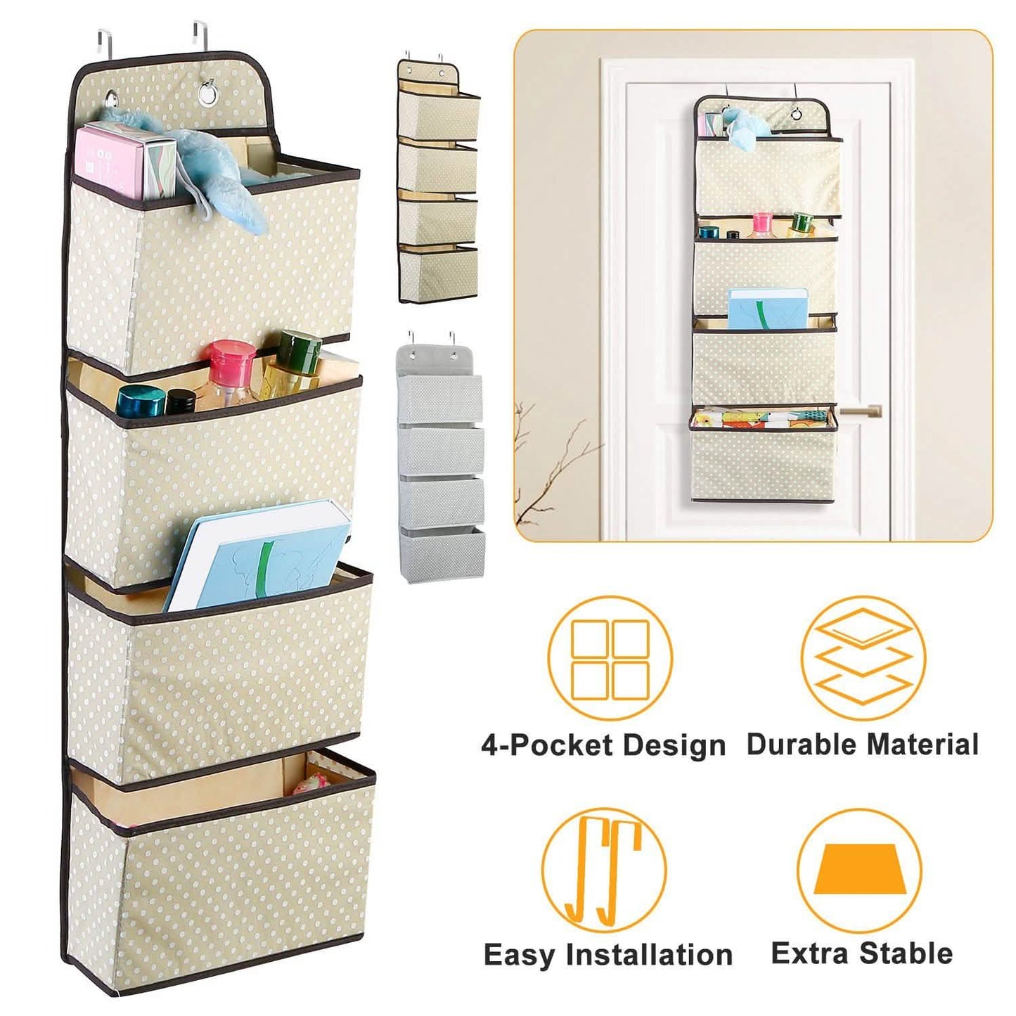 4-Pockets Wall Mount Closet Storage Organizer DailySale