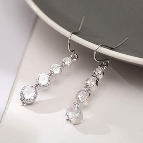 4 Row Graduated Crystal Drop Earrings DailySale