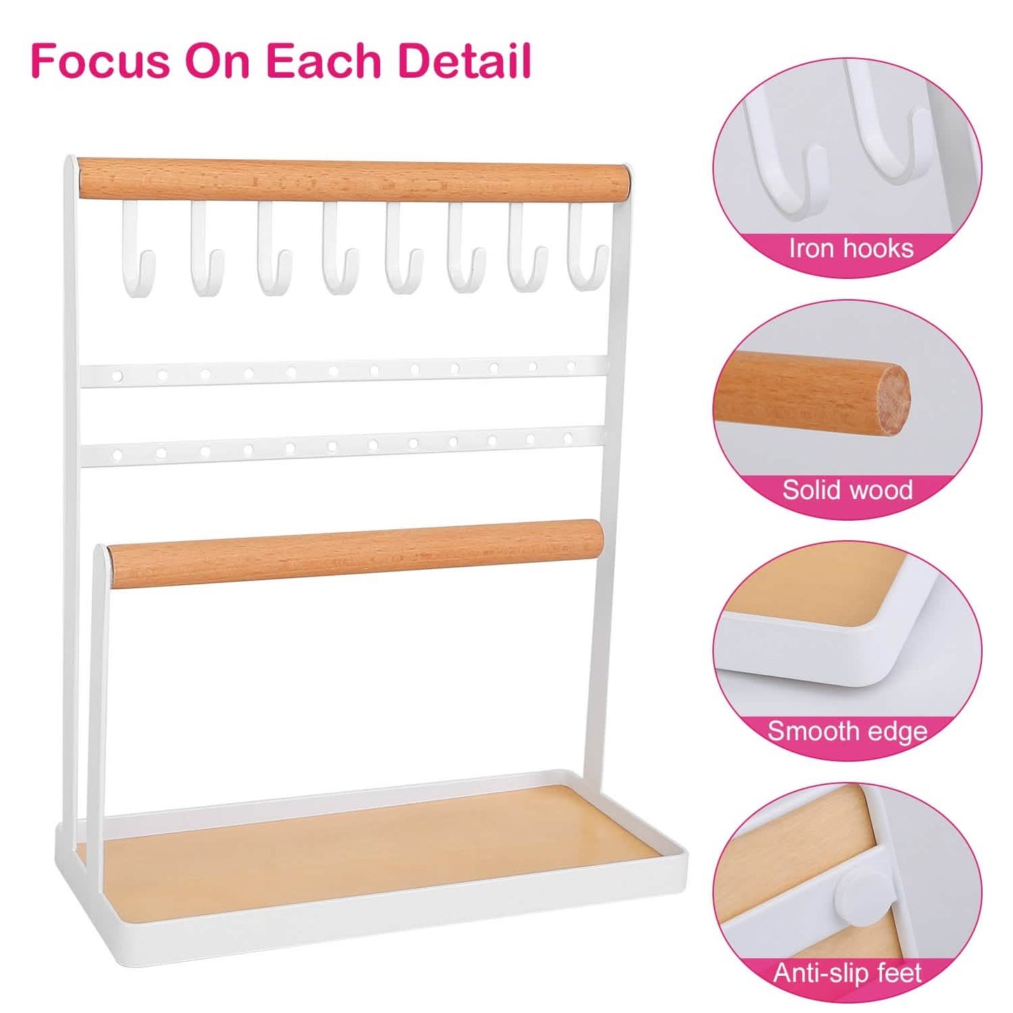 4-Tier Tabletop Wooden Jewelry Display Stand DailySale