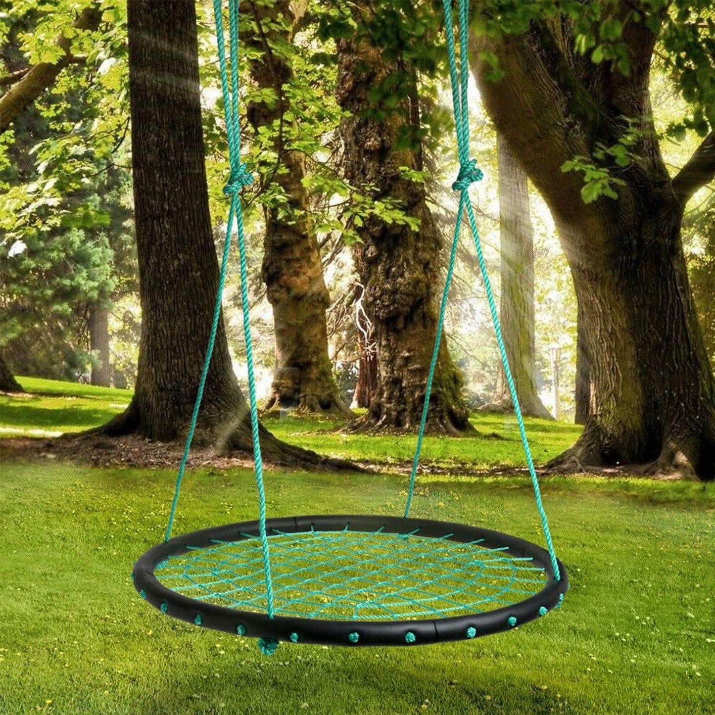 40" Disc Swings Seat Flying Saucer Tree Rope Web Net DailySale