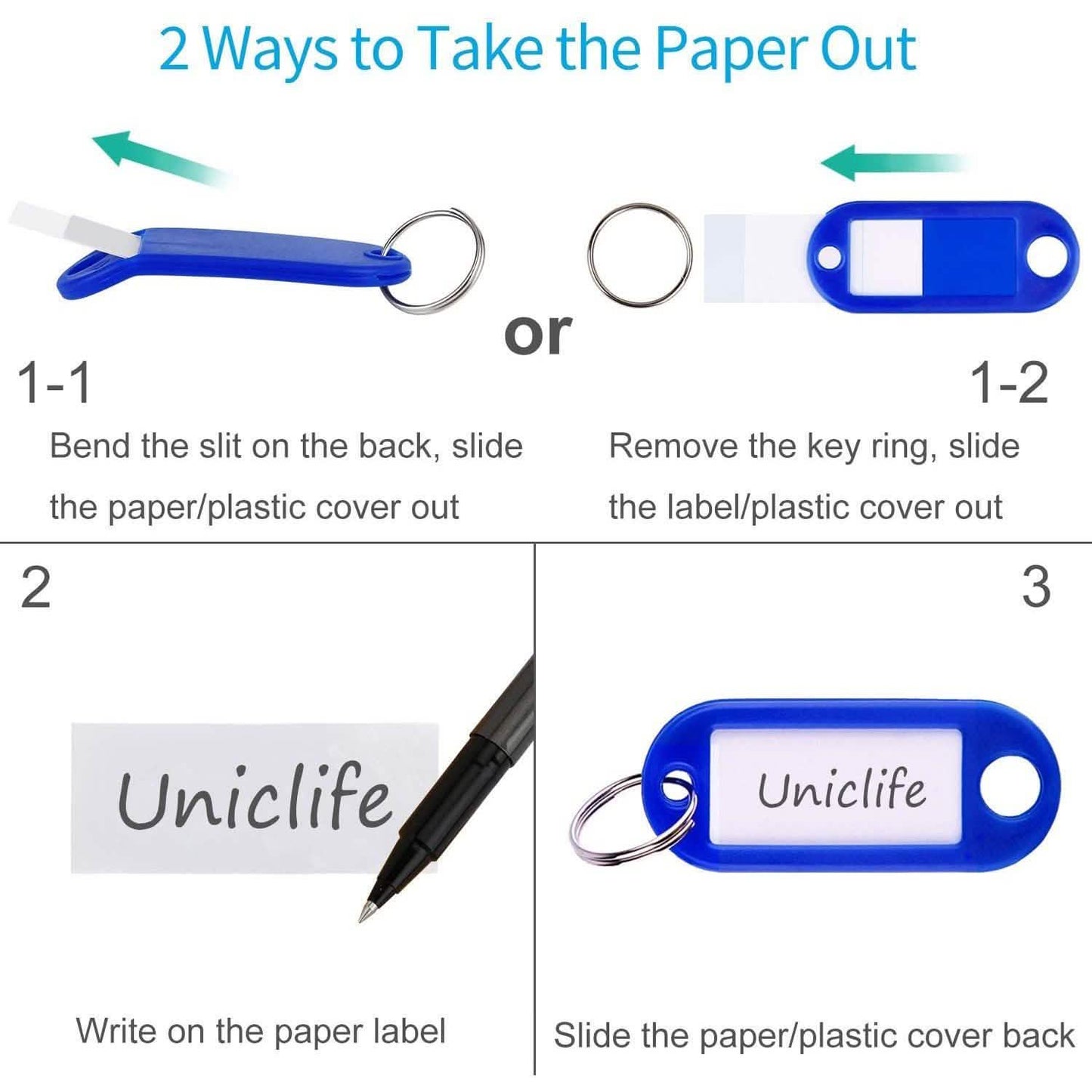 40-Pack: Uniclife Tough Plastic Key Tags with Split Ring Label Window DailySale