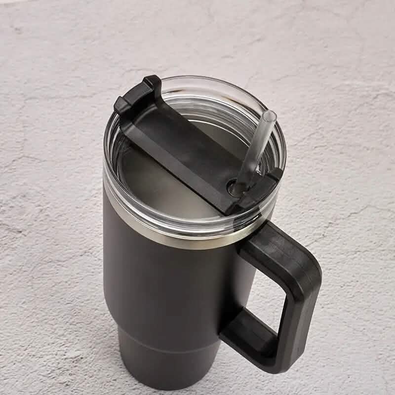 40oz Reusable Vacuum Tumbler with Insulated Double Wall and Cup Handle DailySale