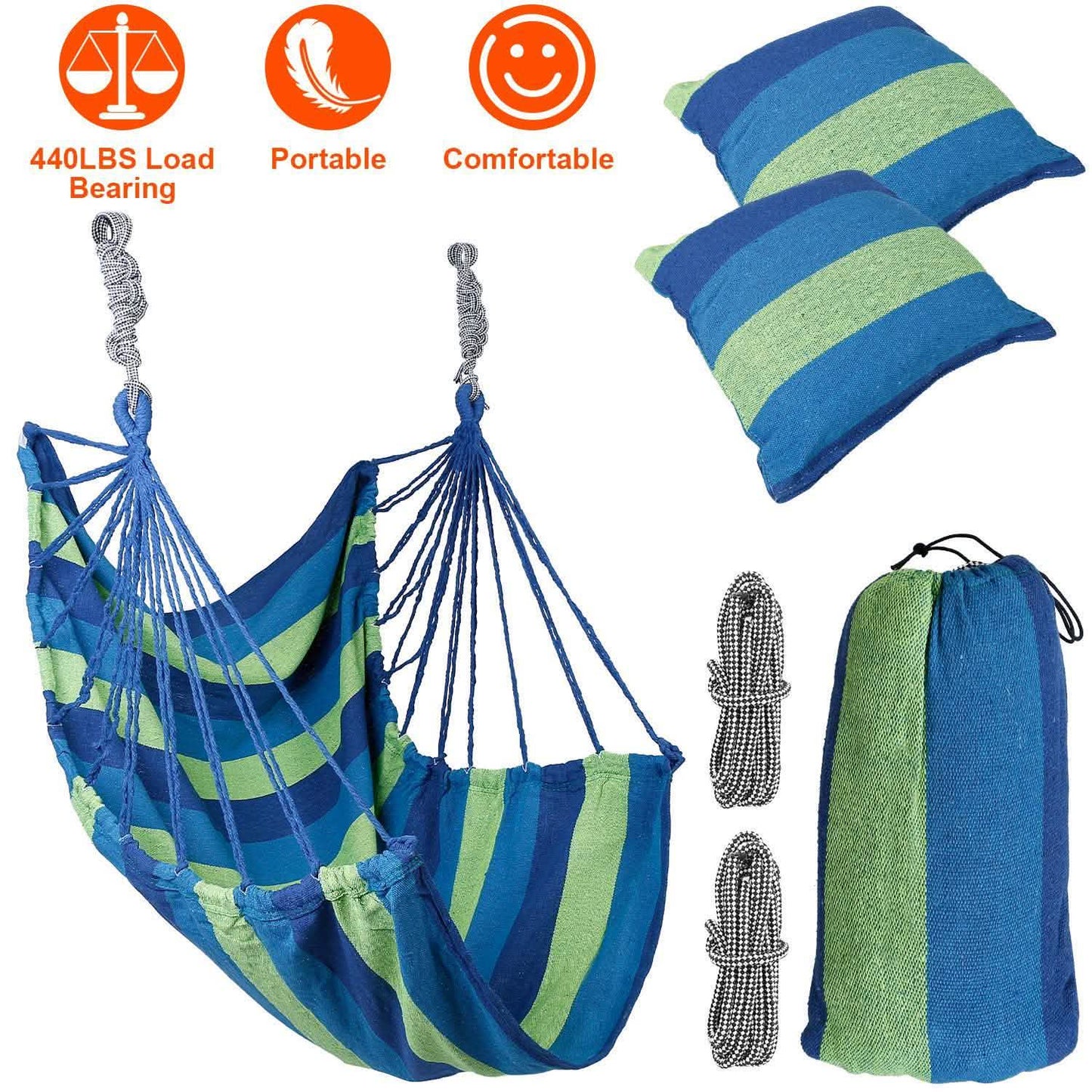 440lbs Hanging Hammock with 2 Pillows DailySale