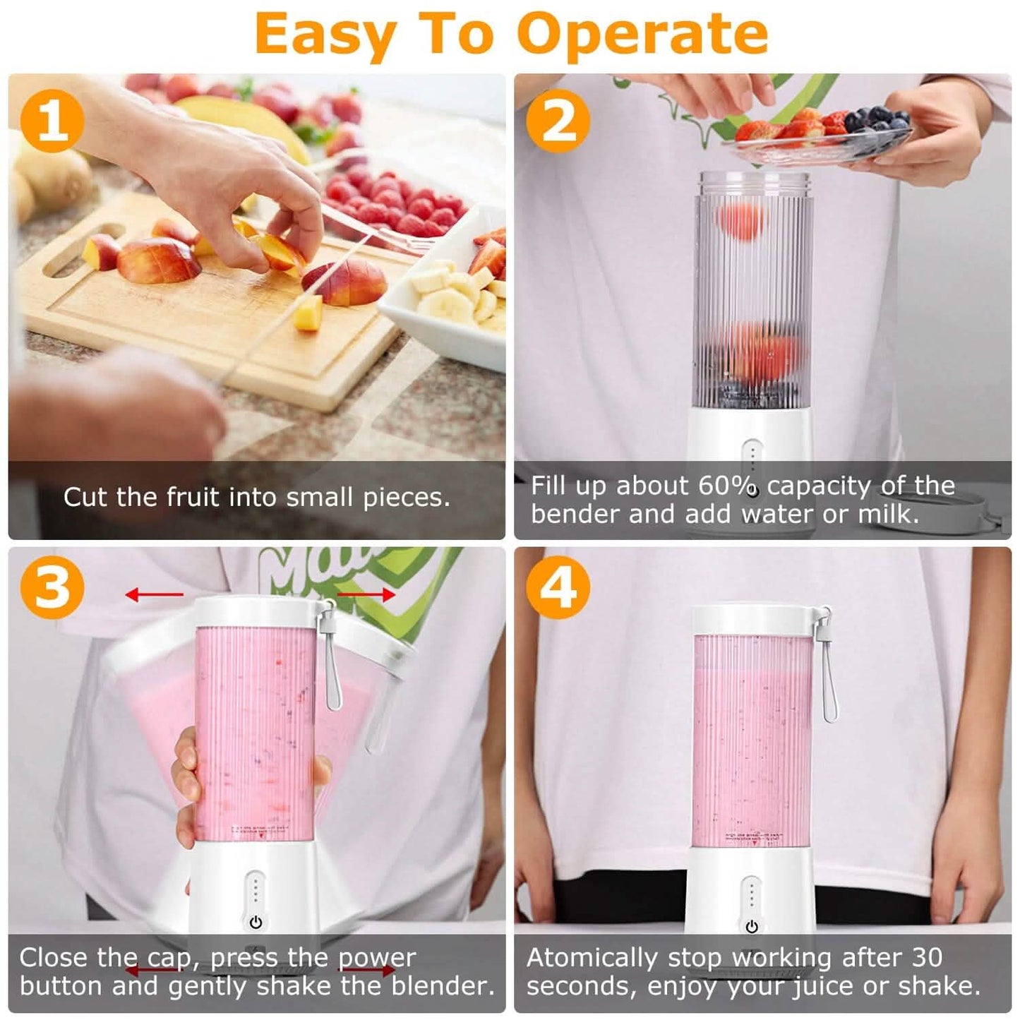 450ml Rechargeable Fruit Blender with 6 Blades DailySale