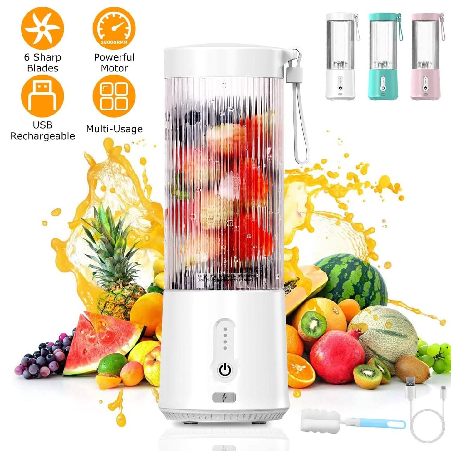 450ml Rechargeable Fruit Blender with 6 Blades DailySale