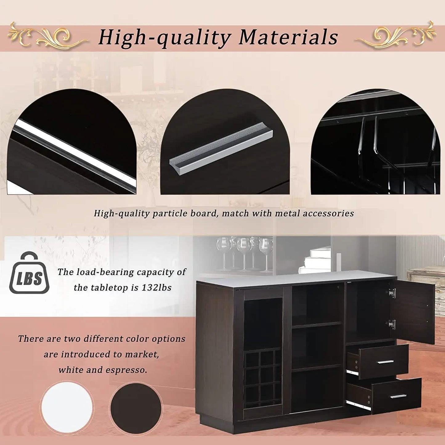 47" Console Dining Table Buffet Sideboard DailySale