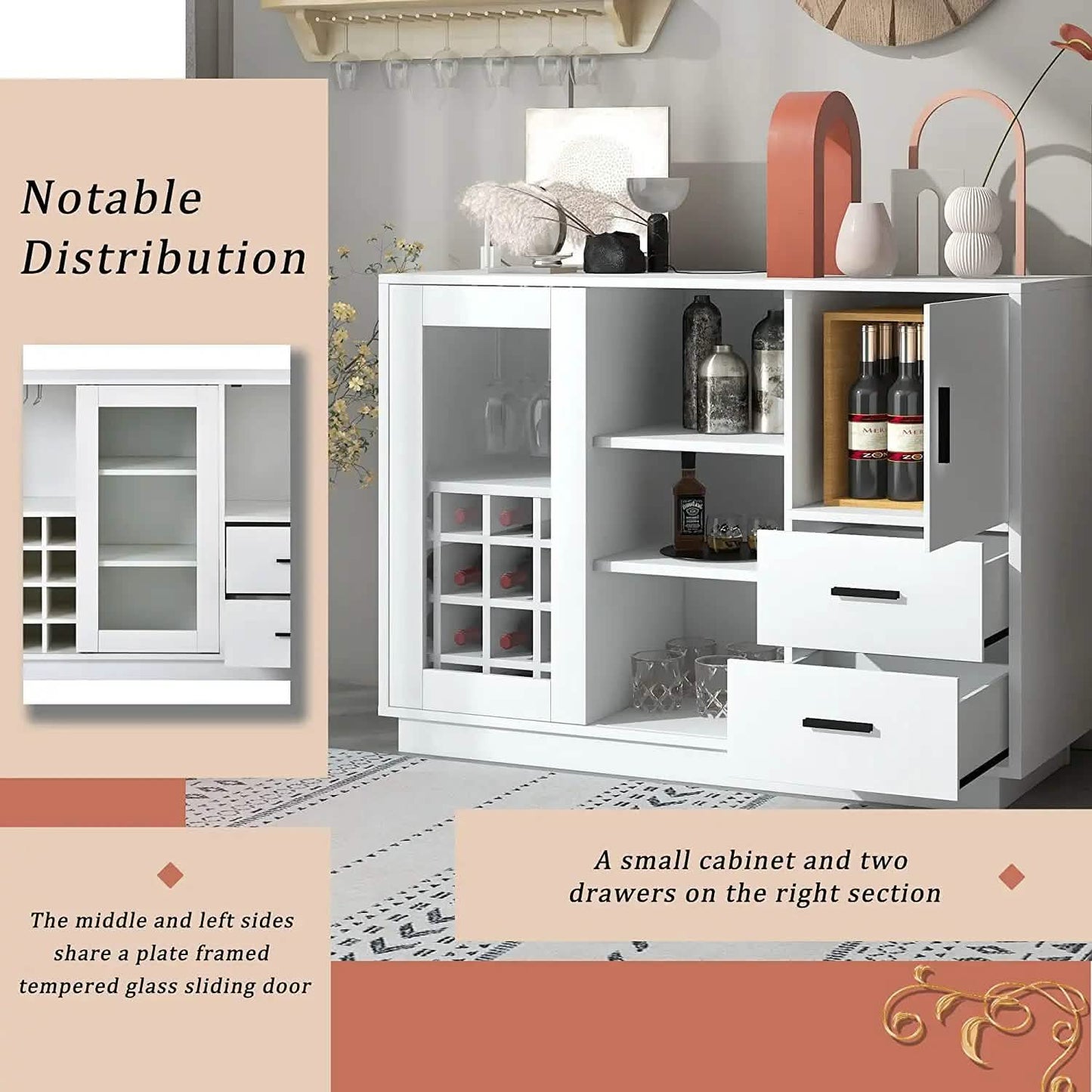 47" Console Dining Table Buffet Sideboard DailySale