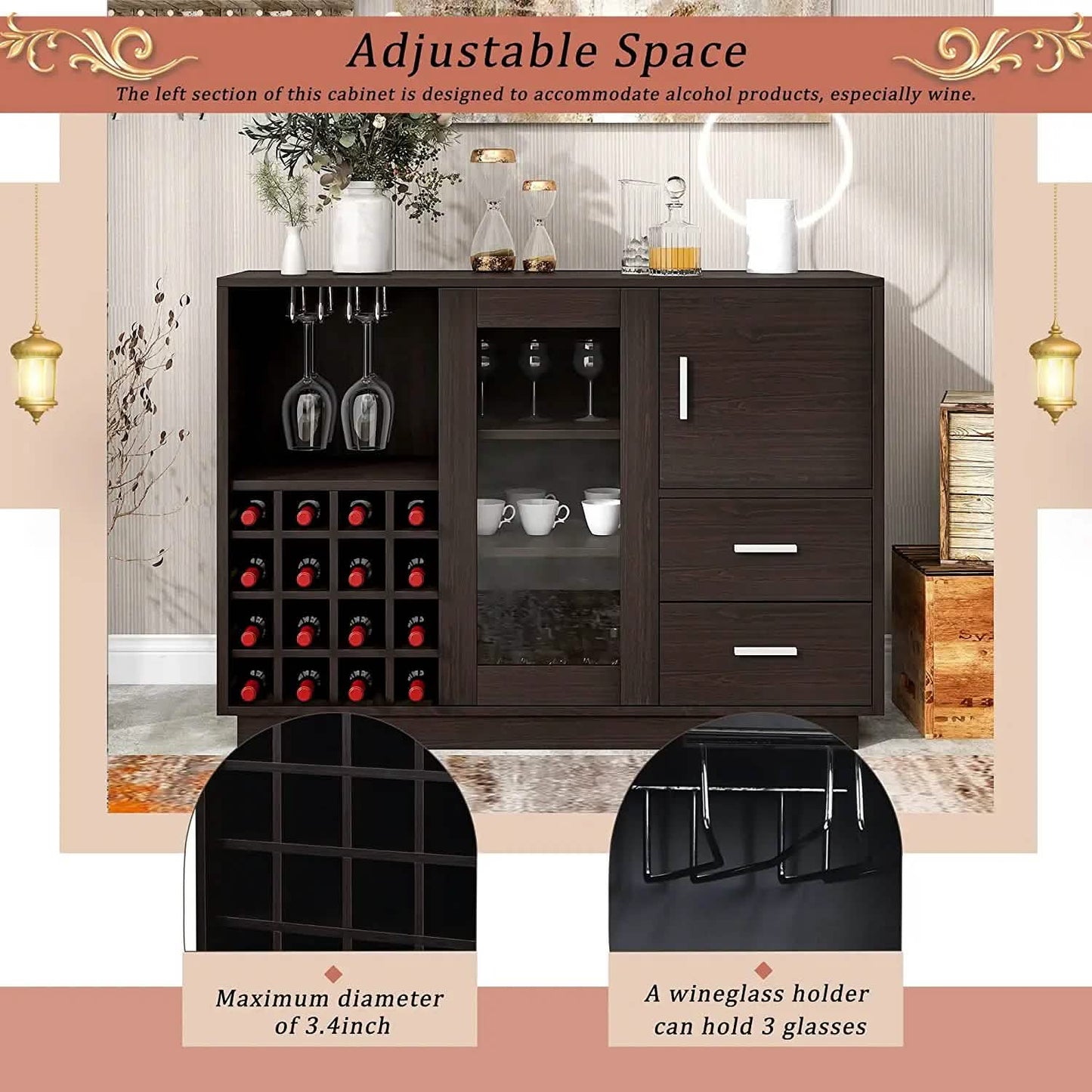 47" Console Dining Table Buffet Sideboard DailySale