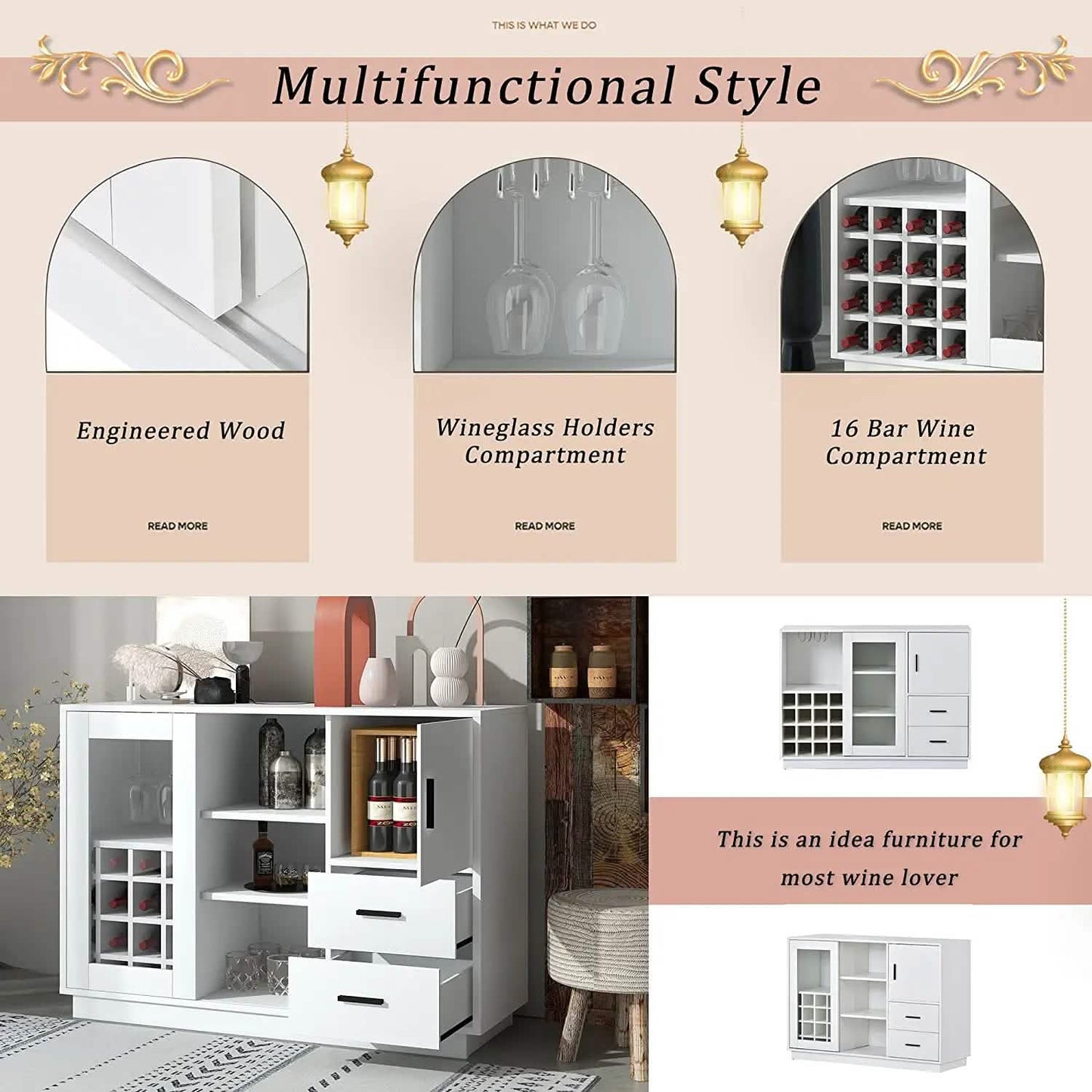 47" Console Dining Table Buffet Sideboard DailySale