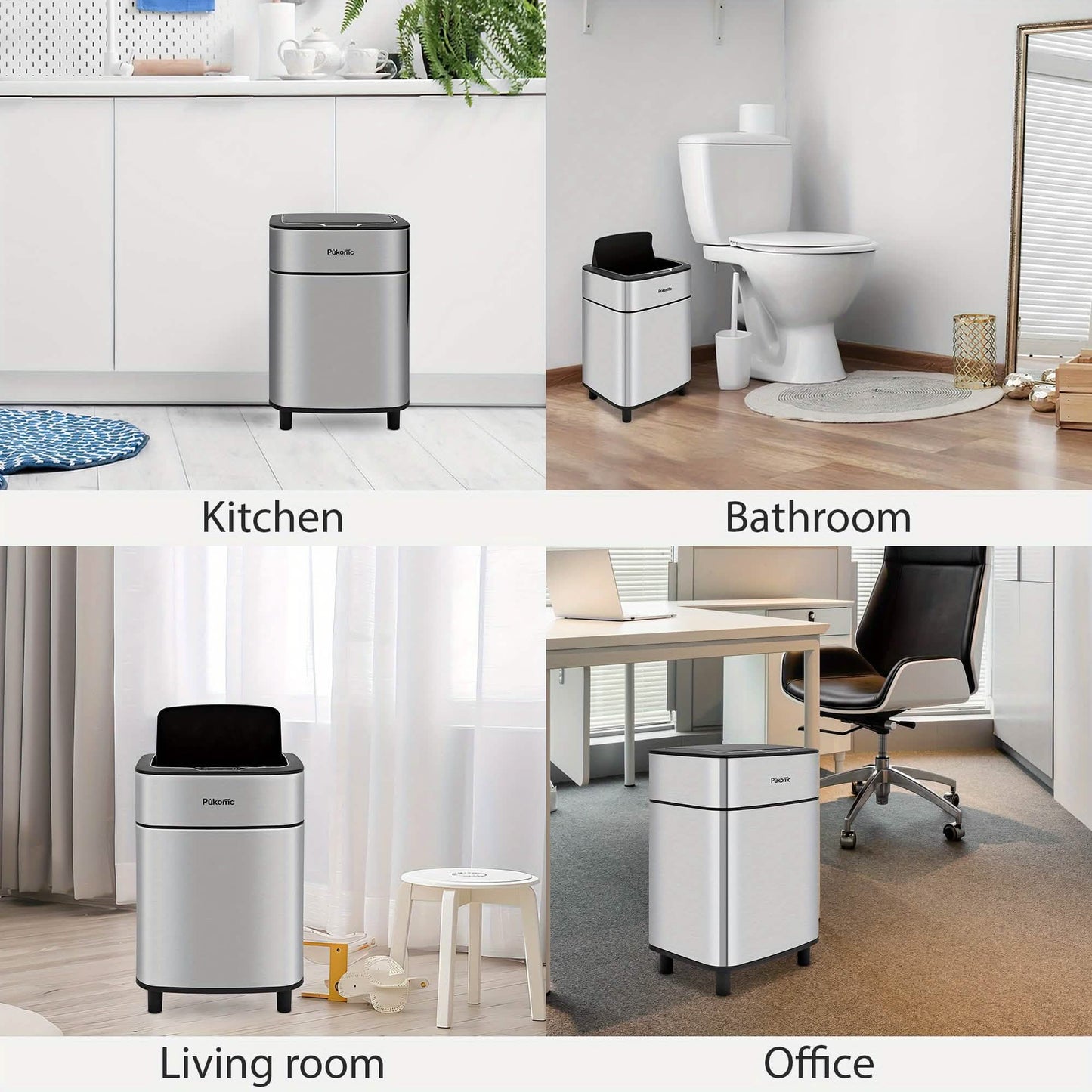 Automatic Stainless Steel Sensor Trash Can – Hands-free Quiet Close & Odor-Control System DailySale