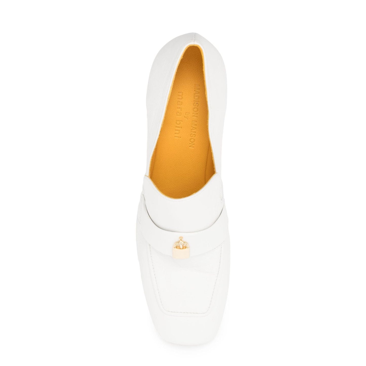 White Leather Lock Heel Loafer Madison Maison
