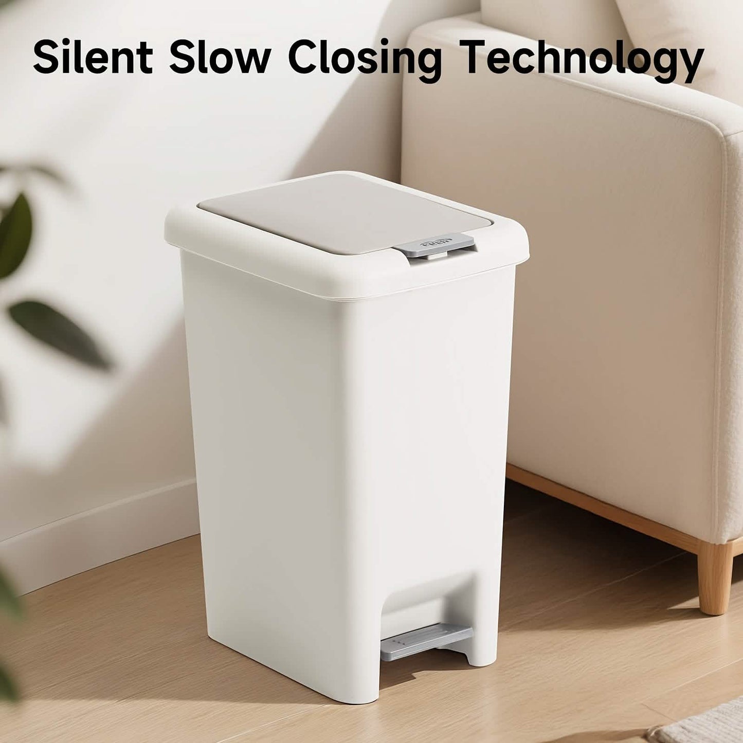20L Oval Trash Can – Quiet Press-Top Lid with Foot Pedal DailySale