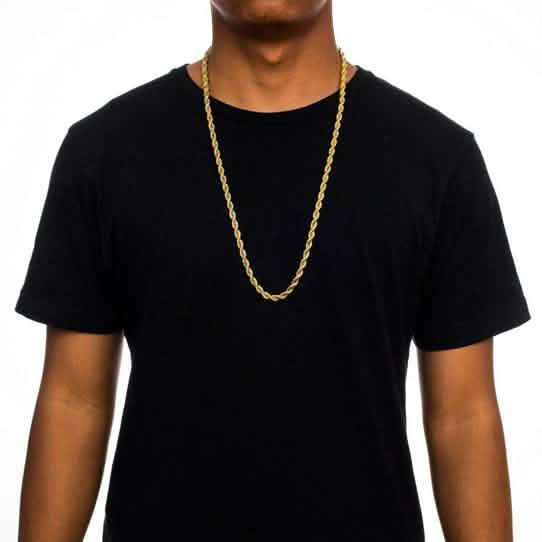 18K Solid Gold 4mm Rope Chain DailySale