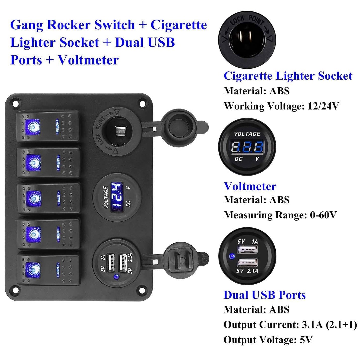 5 Gang Marine Panel Switch DailySale