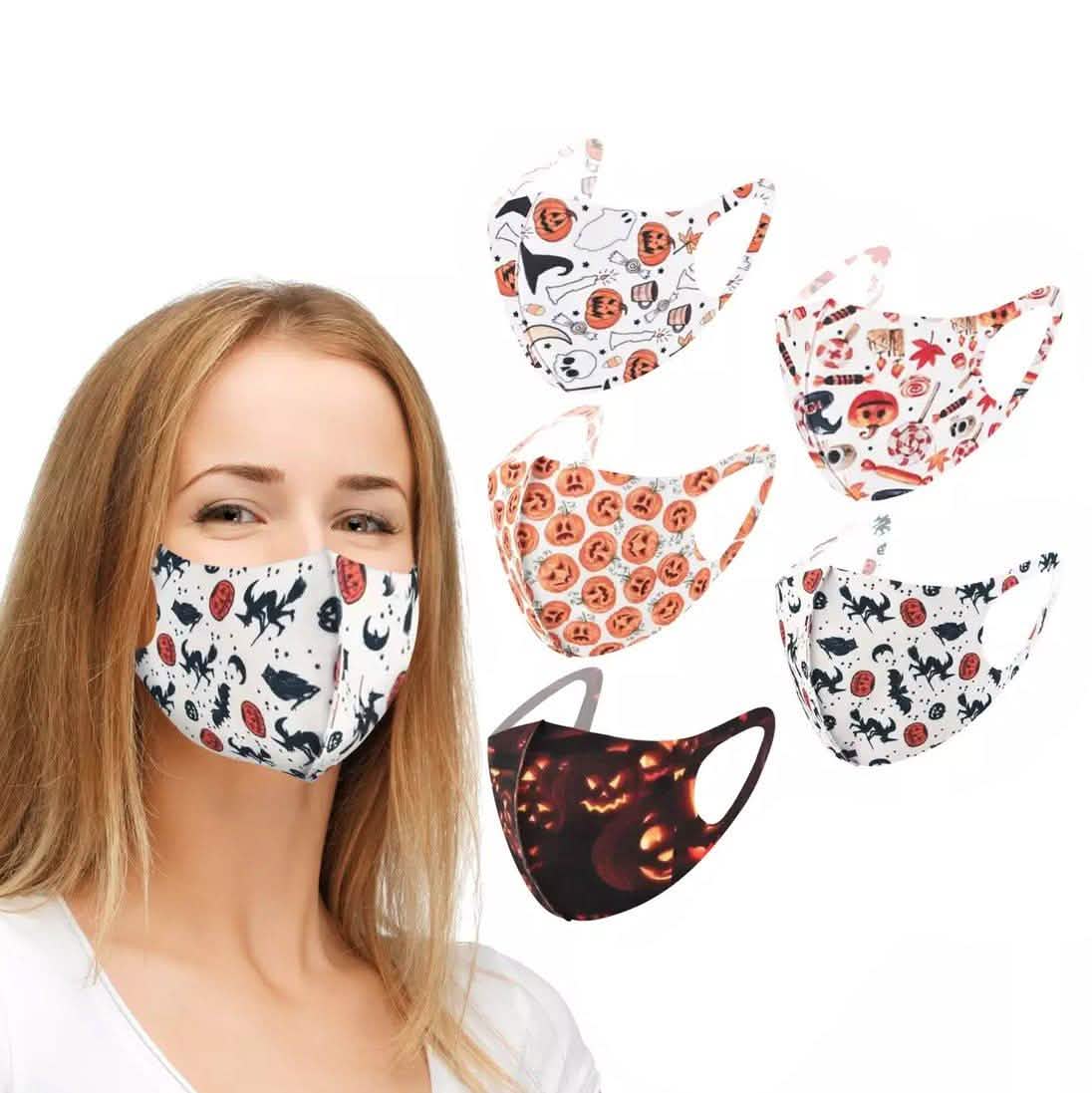 5-Pack: Fun Prints Reusable Halloween Face Masks DailySale