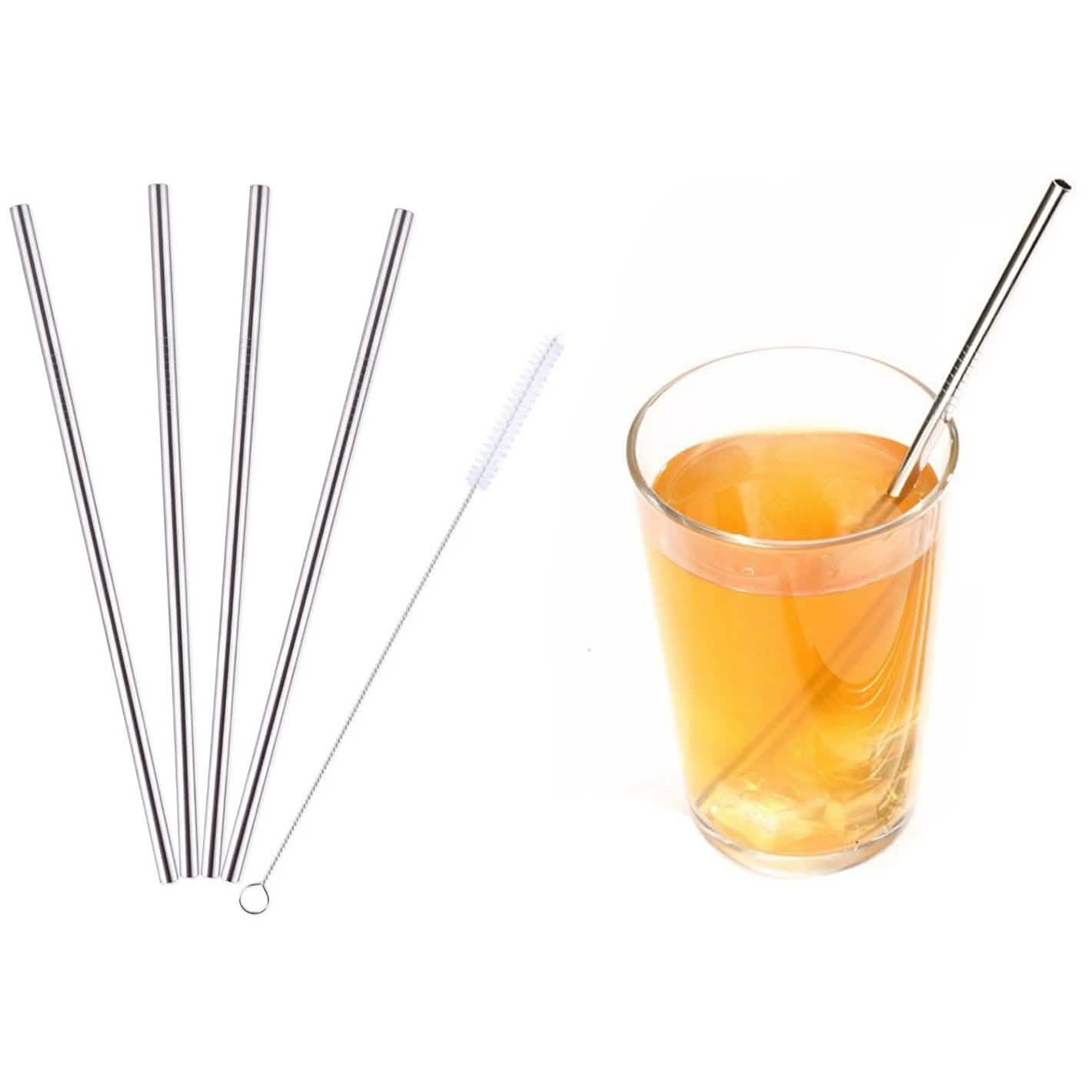 5-Pack: Stainless Steel Bend Or Straight Drinking Straws DailySale