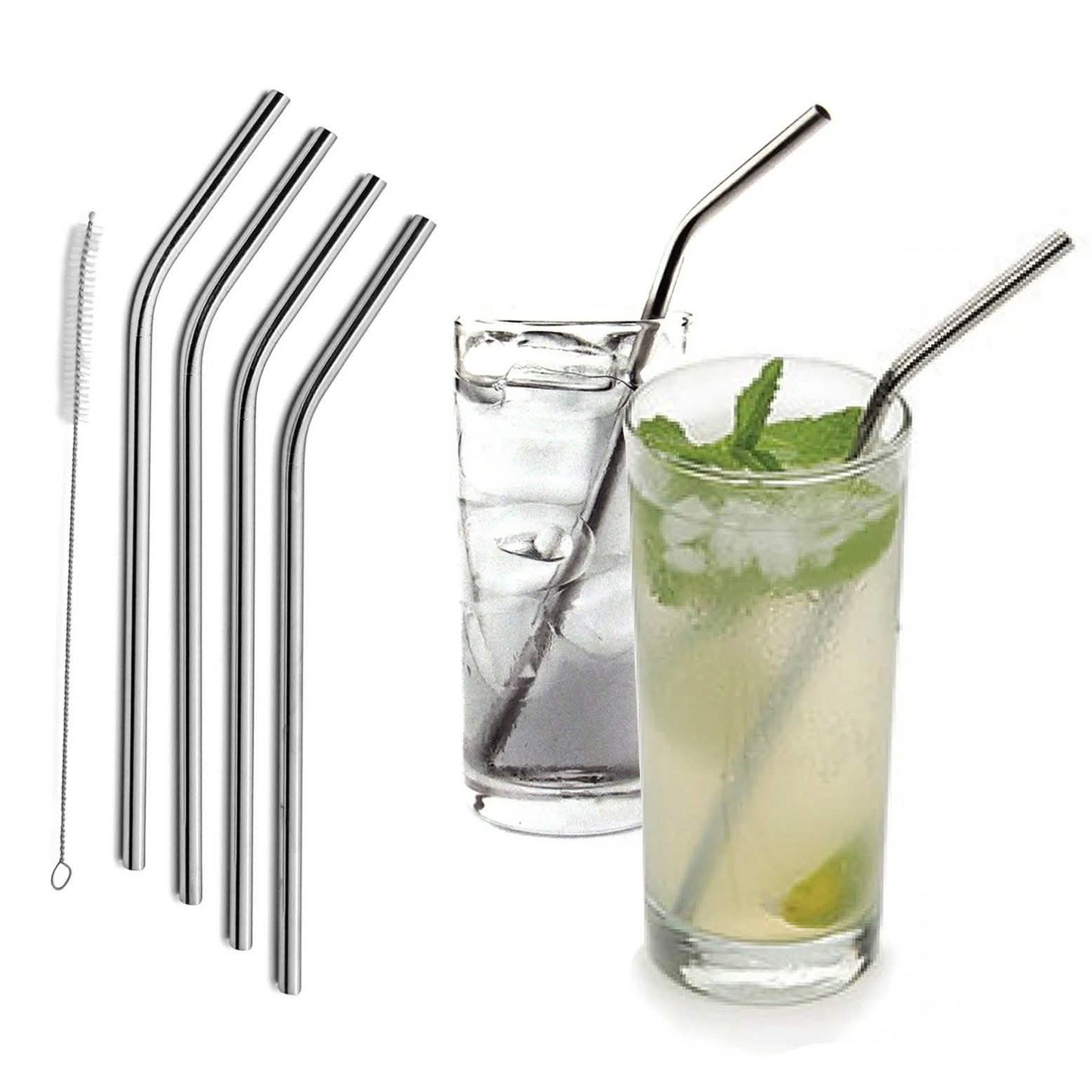 5-Pack: Stainless Steel Bend Or Straight Drinking Straws DailySale
