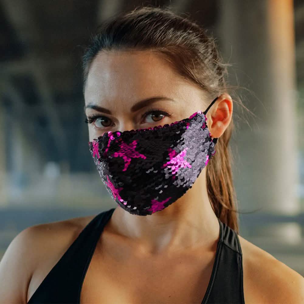 5-Pack: Star Struck Cotton Reversible Sequin Fashion Face Masks With Adjustable Ear Loops DailySale