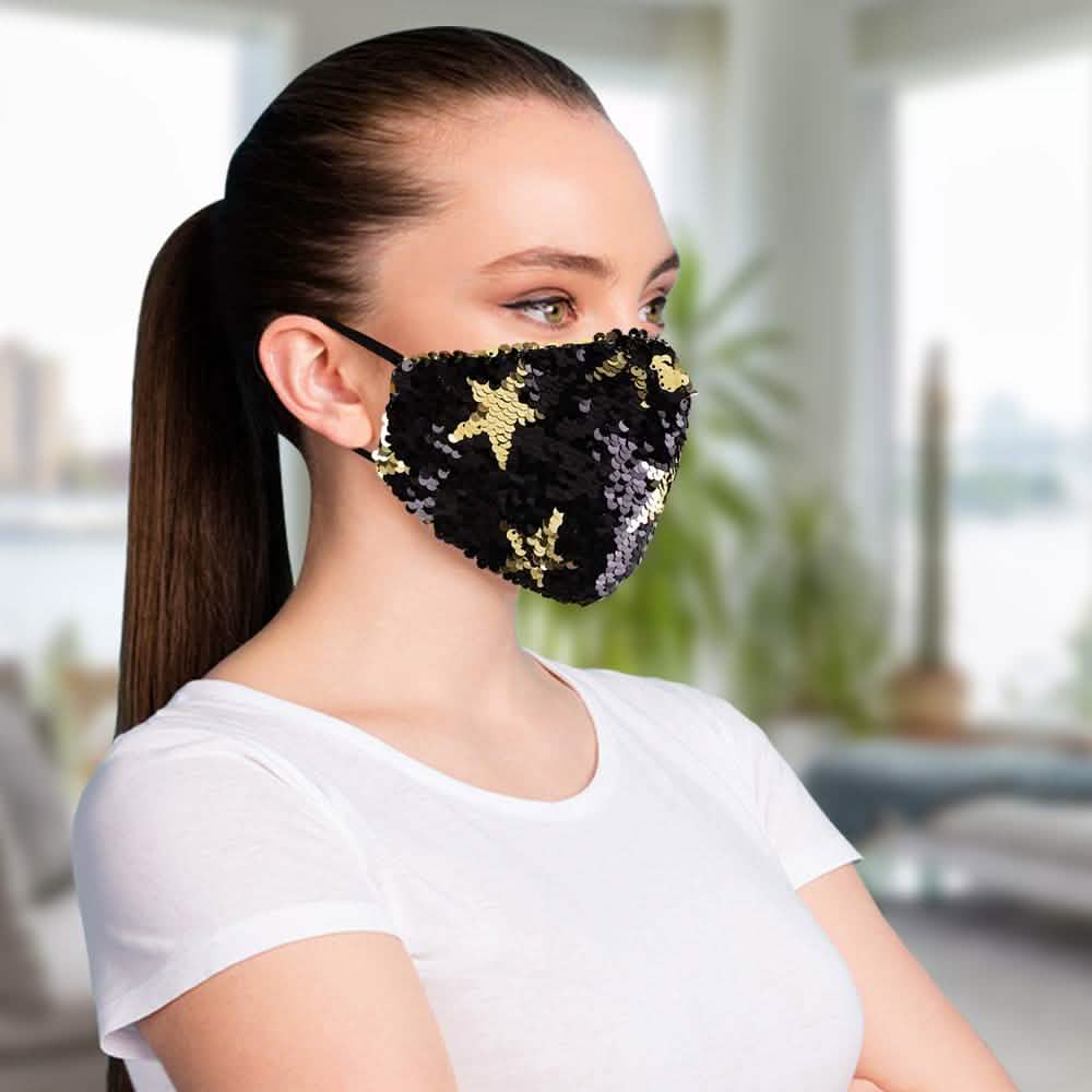 5-Pack: Star Struck Cotton Reversible Sequin Fashion Face Masks With Adjustable Ear Loops DailySale