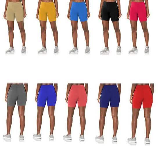 5-Pack: Women's Solid Slim Fit Comfy Stretchy Elastic Waistband Biker Shorts DailySale