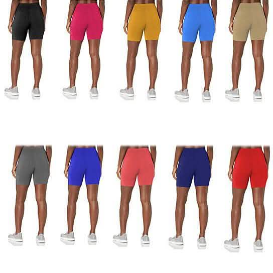 5-Pack: Women's Solid Slim Fit Comfy Stretchy Elastic Waistband Biker Shorts DailySale