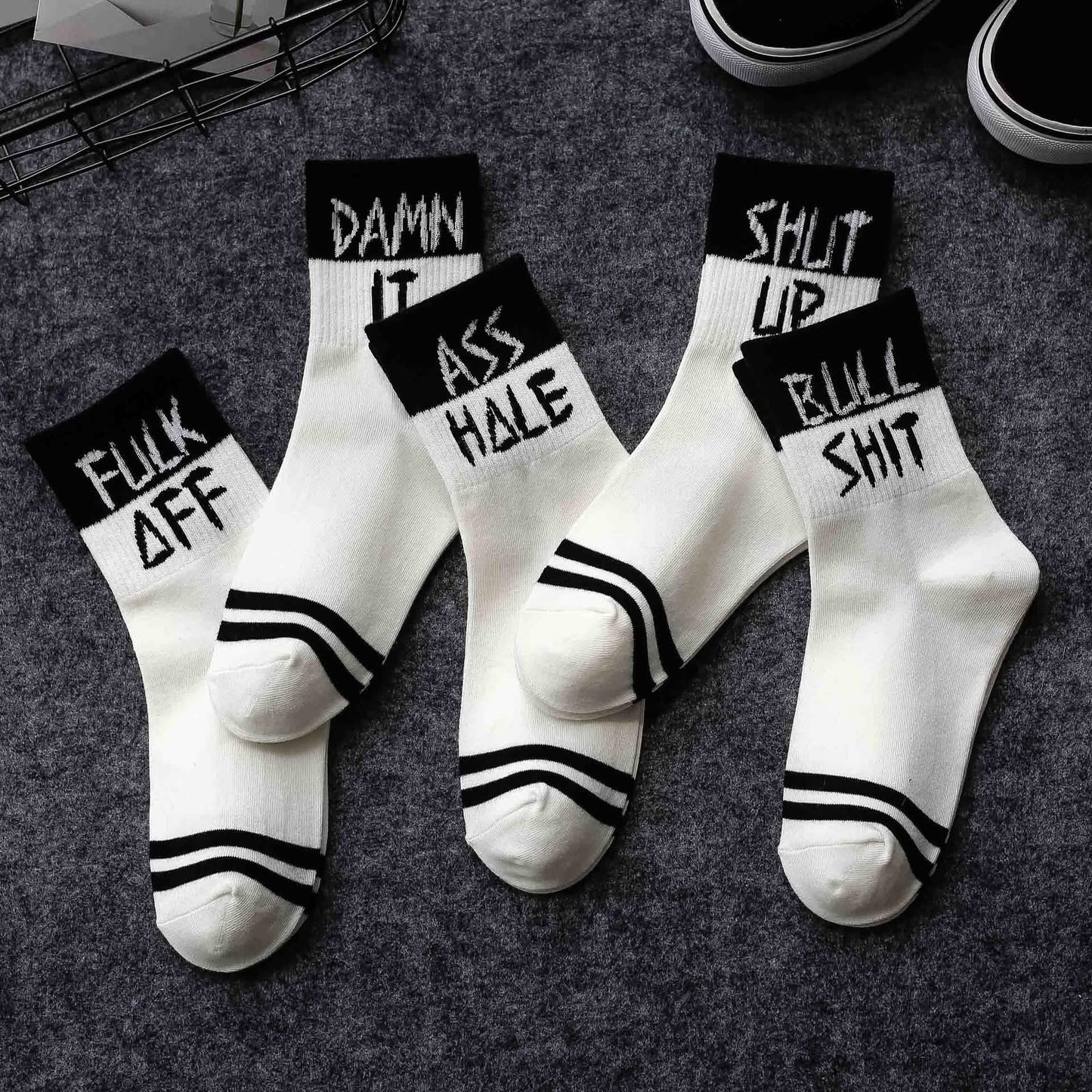 5-Pairs Unisex English Letter Street Fashion Cool Socks DailySale