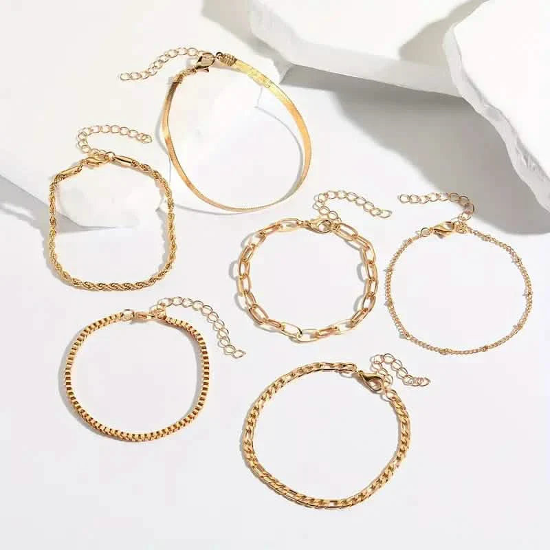 5-Piece: Elegant Multi-Layered Chain Bracelet Set DailySale