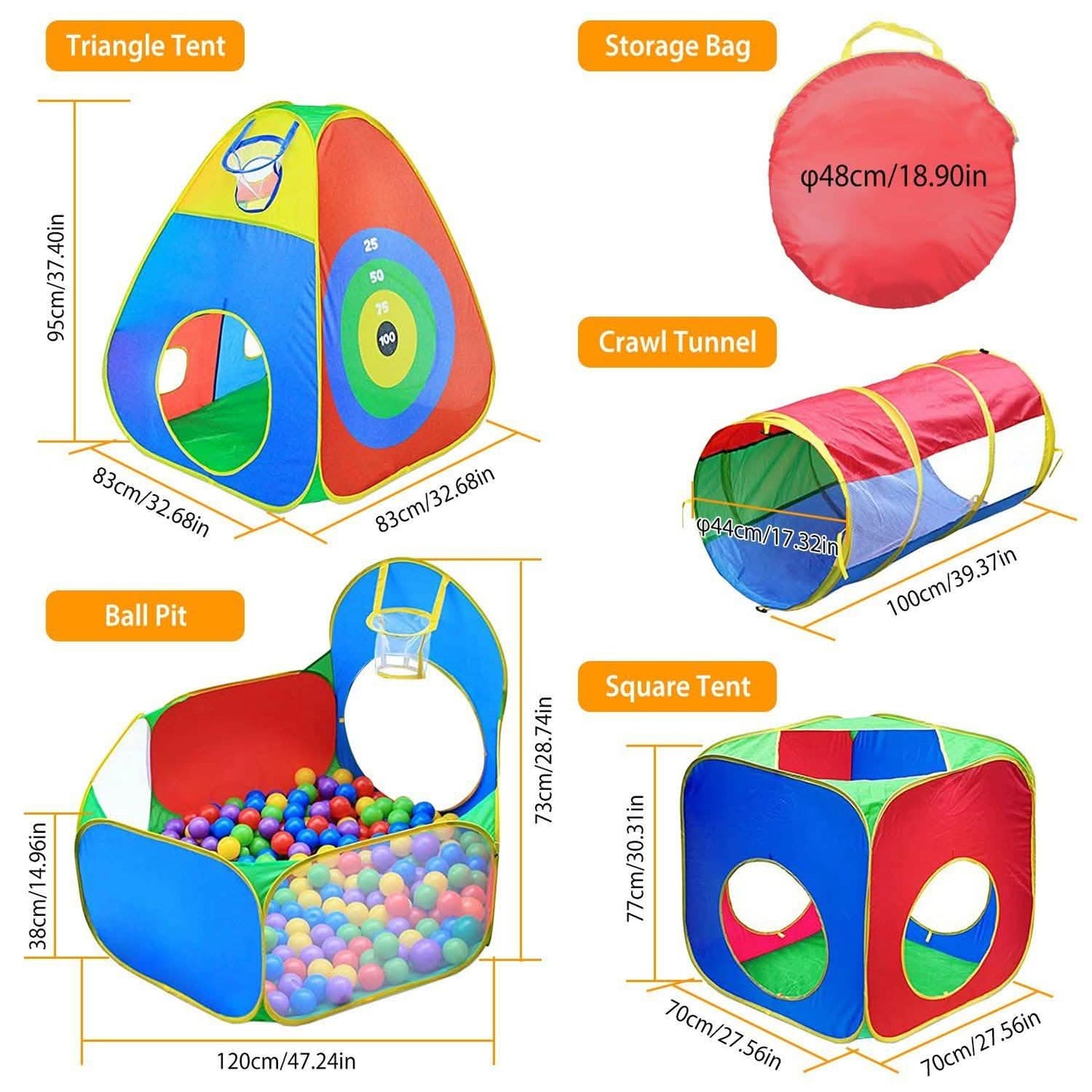 5-Piece: Pop Up Playhouse Kids Ball Pit Tents DailySale