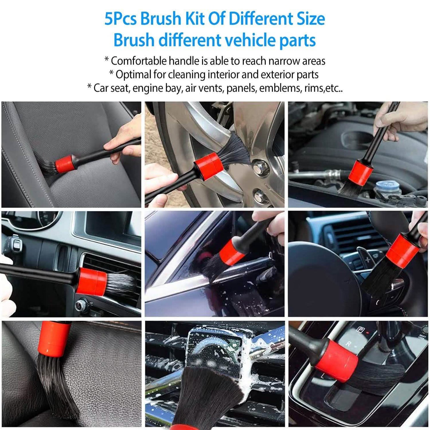 5-Pieces: Car Detailing Brush Set DailySale