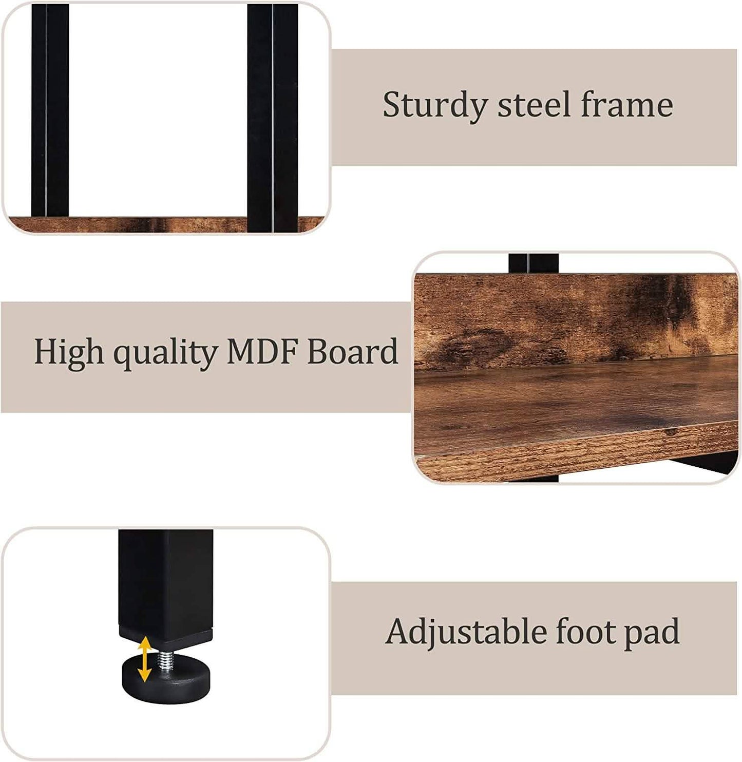 5-Tier Bookcase Tall Bookshelf, Storage Shelf with Metal Frame DailySale