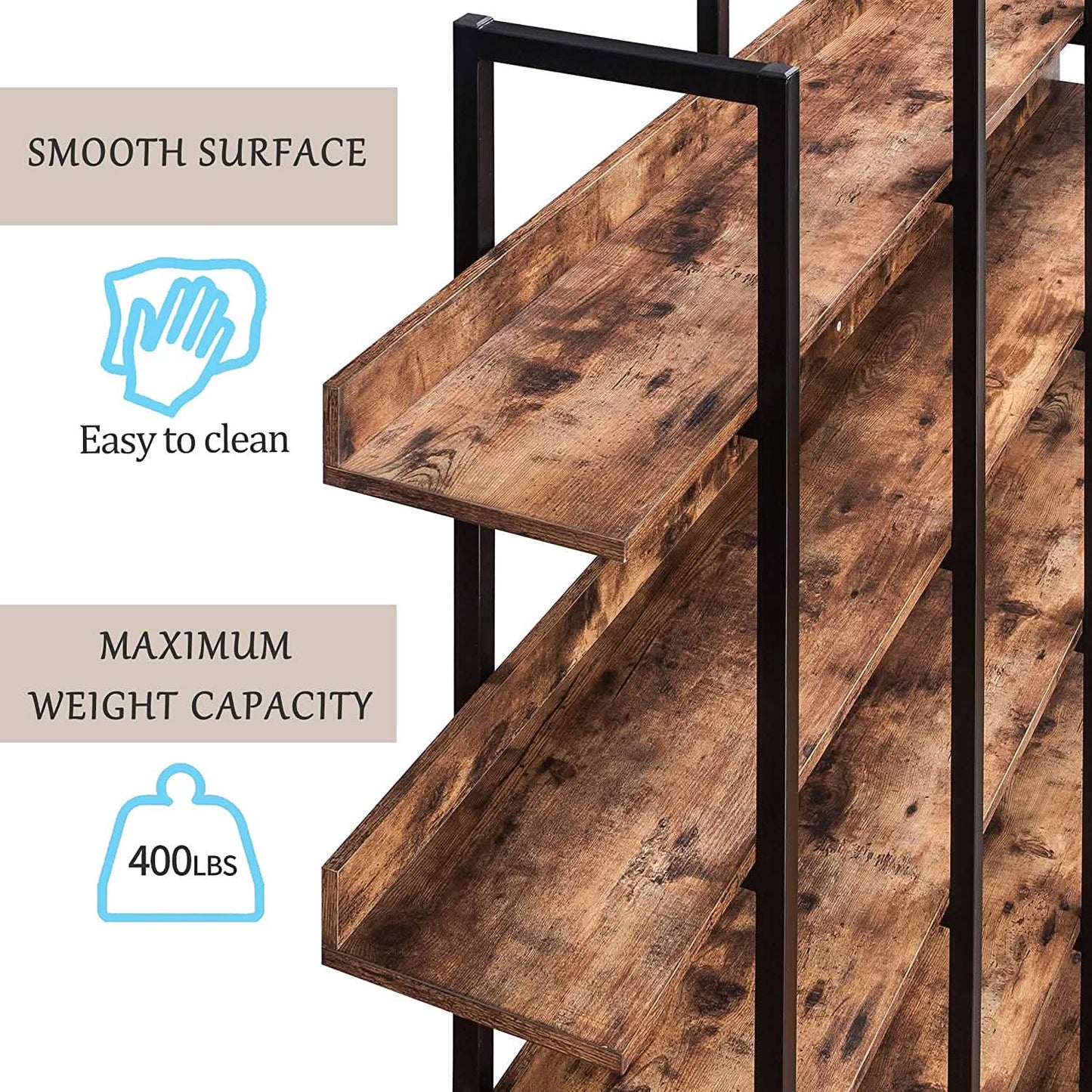 5-Tier Bookcase Tall Bookshelf, Storage Shelf with Metal Frame DailySale
