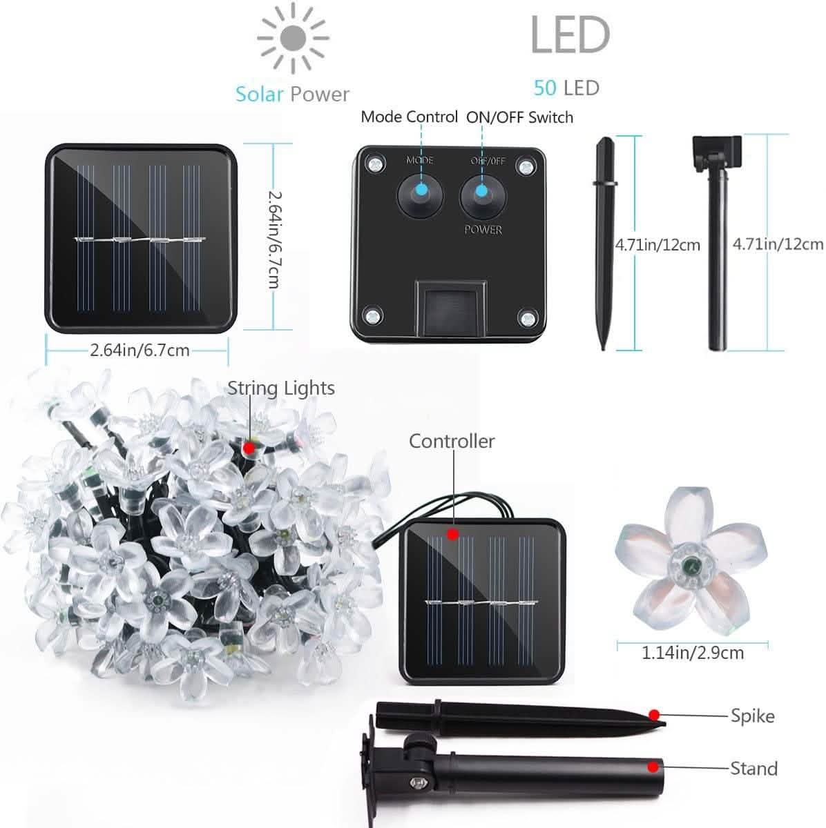 50 LED Fairy Flower Blossom Solar String Lights DailySale