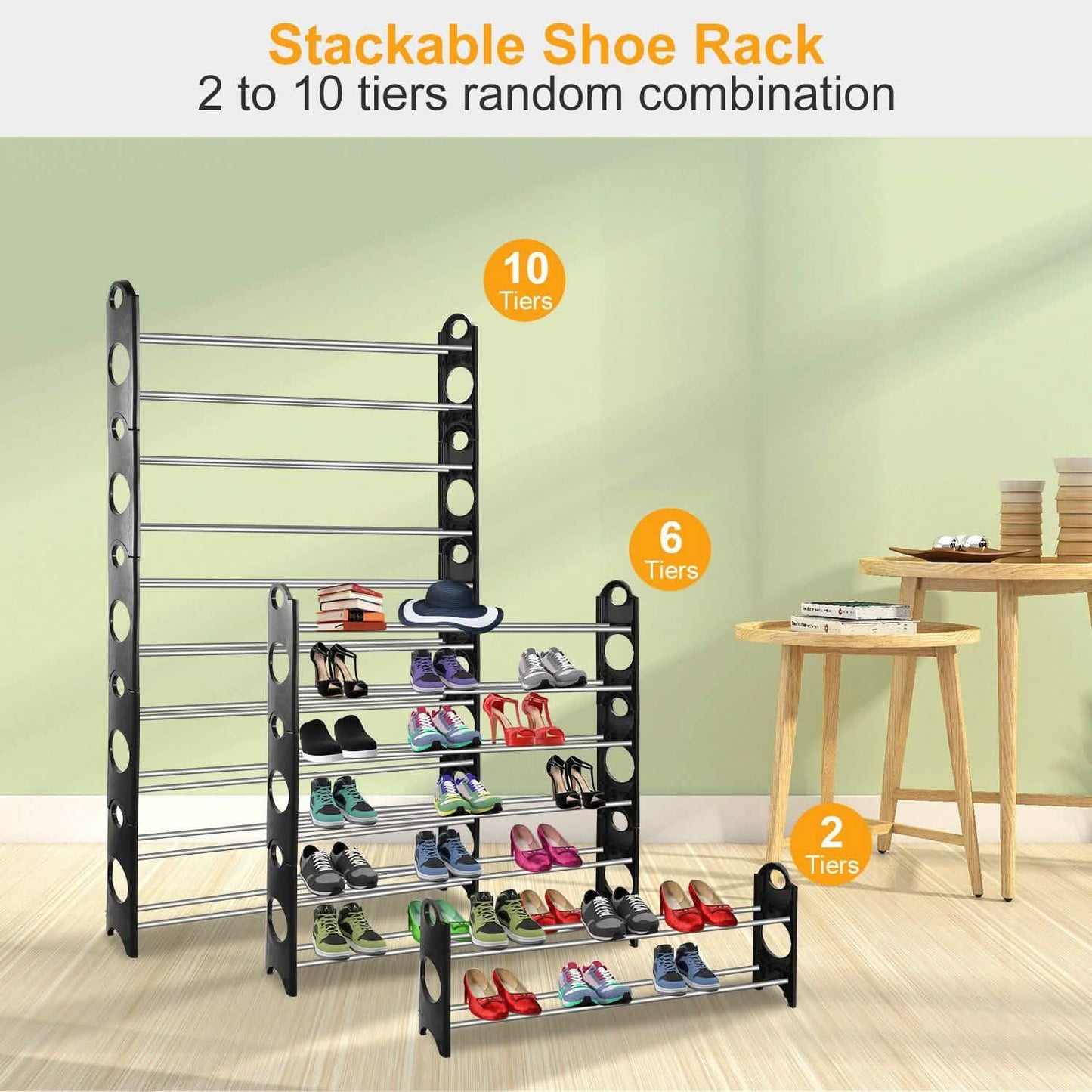 50-Pair Shoe Rack Storage Organizer 10-Tier Portable Wardrobe Tower DailySale