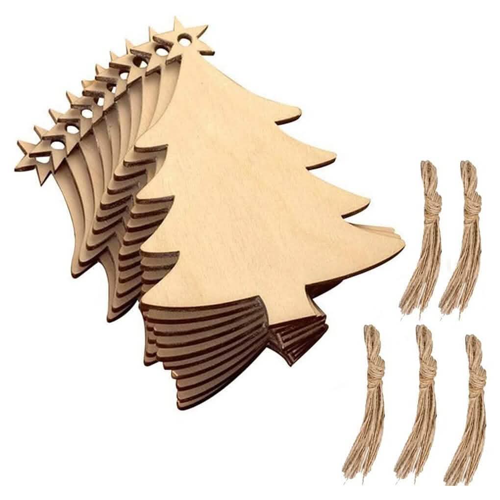 50-Pieces: Wooden Mini Christmas Tree Small Pendant DailySale