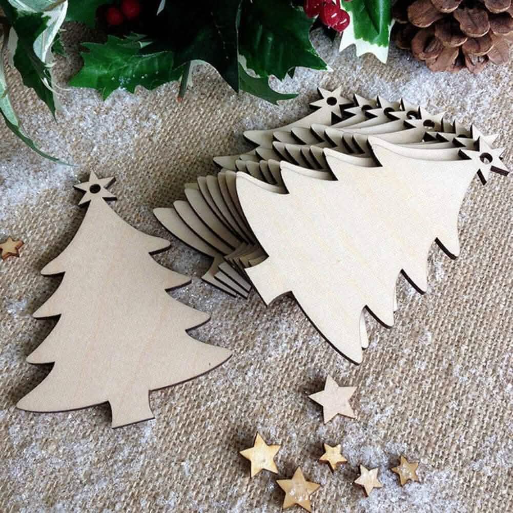 50-Pieces: Wooden Mini Christmas Tree Small Pendant DailySale