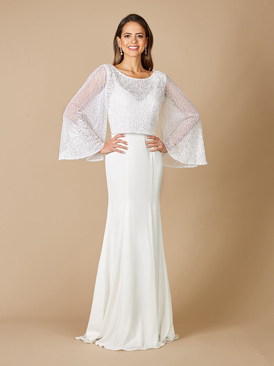 Lara Grace Beaded Long Sleeve Bridal Capelet Top Lara New York