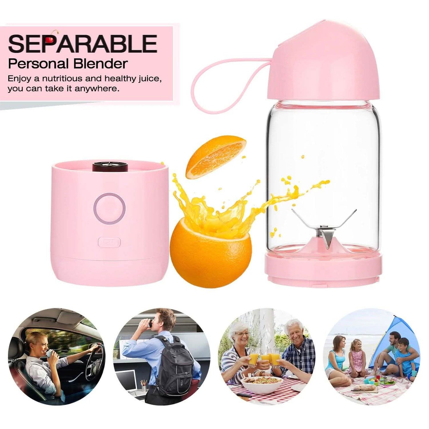 550ML USB Portable Mixer Rechargeable Juicer Fruit Blender Juicer Shaker Bottle DailySale